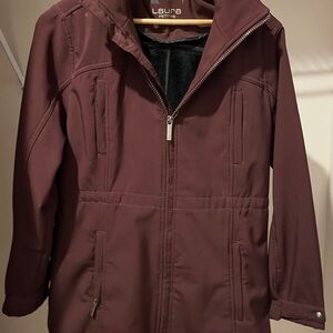Women's Burgundy Fully Lined Winter Jacket with Hood